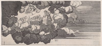 La noticia llevada al Olimpo, fechado 1516 de Agostino Veneziano