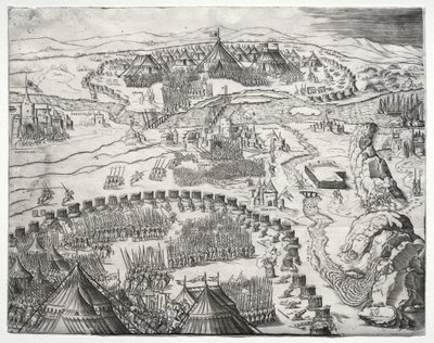 La posición y el campamento de los ejércitos de Carlos V y Solimán II de Agostino Veneziano