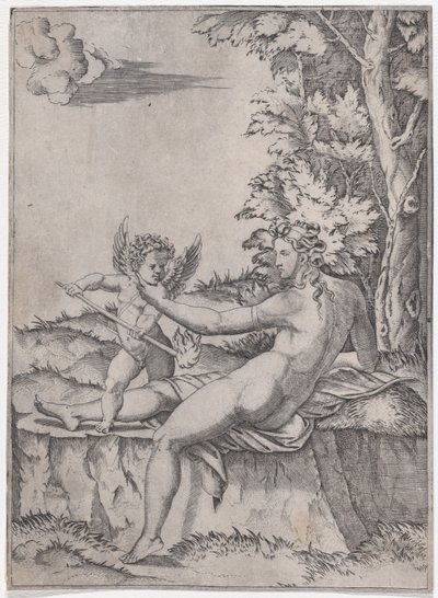 Venus y Eros, ca. 1514-36 de Agostino Veneziano