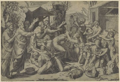 Recogiendo el maná de Agostino Veneziano