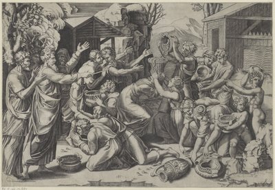 Recogiendo el maná de Agostino Veneziano