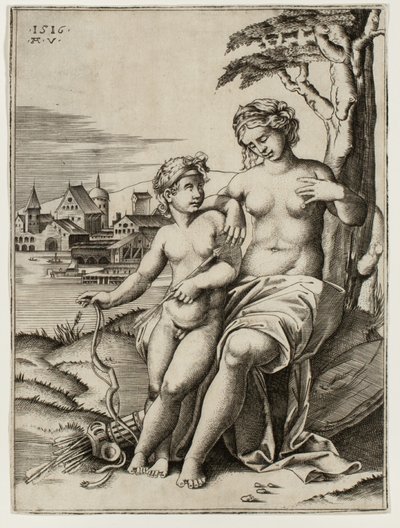 Venus herida por el dardo de Cupido de Agostino dei Musi