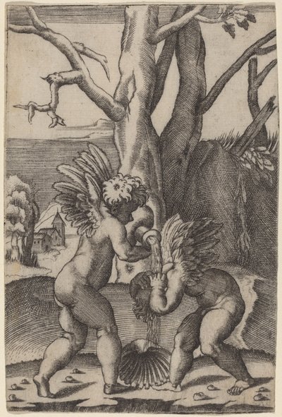 Dos Amores de Agostino dei Musi after Raphael