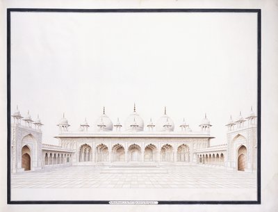 La Moti Musjid en el Fuerte de Agra, c. 1815 de Agra School