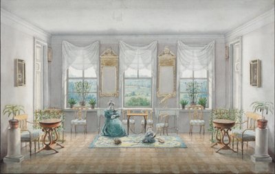 El salón en la casa solariega Gorki, 1831 de Agrafena Dmitrievna Blagovo