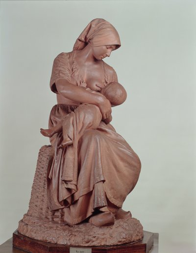 Mujer campesina amamantando a un bebé, 1873 (terracota) de Aime Jules Dalou