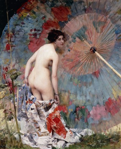 Joven mujer con parasol de Aimé Nicolas Morot