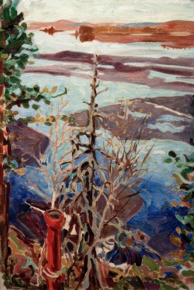 Hielo de primavera, vista desde el techo en Kalela de Akseli Valdemar Gallen Kallela