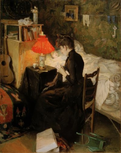 Madre con niño enfermo de Akseli Valdemar Gallen Kallela
