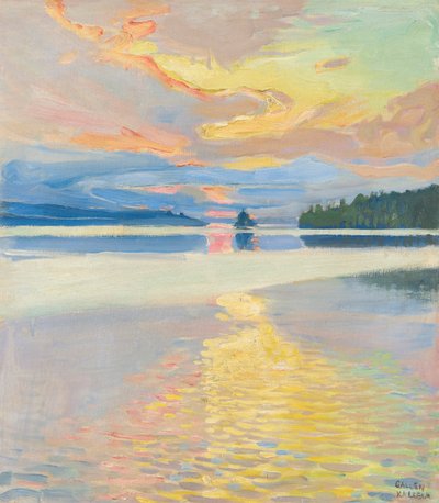 Puesta de sol sobre el lago Ruovesi, c. 1915 (óleo sobre lienzo) de Akseli Valdemar Gallen Kallela