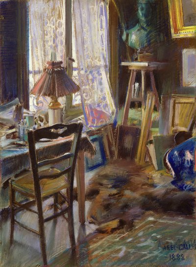 El estudio de Comte Deheaulme de Vallombreuse, 36 Rue Jouffrey, París 1888 de Akseli Valdemar Gallen Kallela