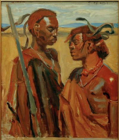 Dos guerreros masái de Akseli Valdemar Gallen Kallela