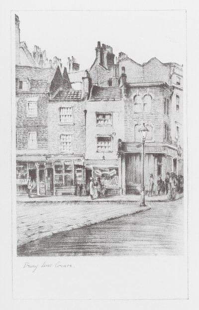 Londres Lanes: Drury Lane Corner (litografía) de Alan Stapleton