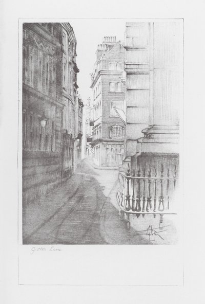 London Lanes: Gutter Lane (litografía) de Alan Stapleton