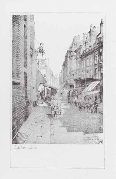 London Lanes: Leather Lane (litografía) de Alan Stapleton