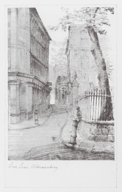 London Lanes: Love Lane, Aldermanbury (litografía) de Alan Stapleton
