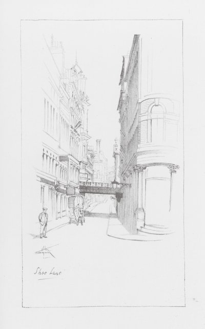 London Lanes: Shoe Lane (litografía) de Alan Stapleton