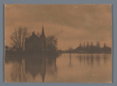Vista de una casa de campo o un pequeño castillo sobre el agua, Países Bajos de Alb. Kapteijn (attributed to)