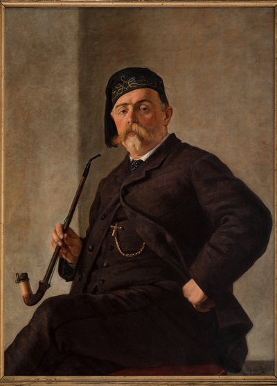 Hombre con pipa (óleo sobre lienzo) de Albano Lugli
