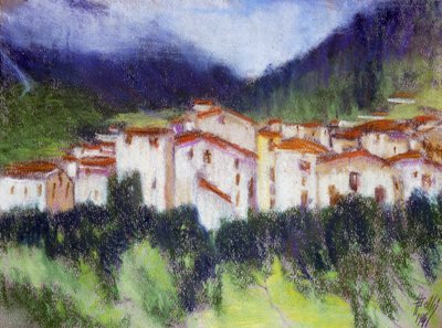 Paisaje alpino, de Alberico Balbi Valier (1869-1910 aproximadamente), pastel sobre papel, 24x32 cm. Italia de Alberico Balbi Valier