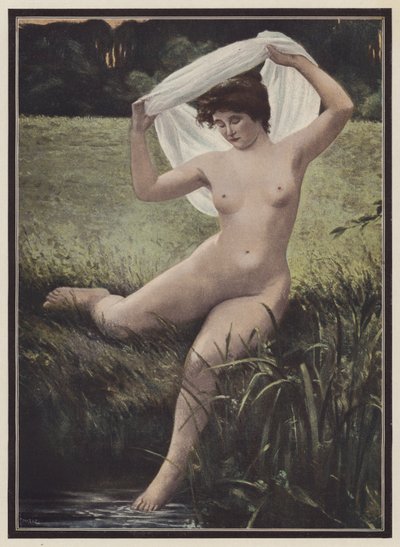 Mujer bañista (litografia de color) de Albert Auguste Fourie