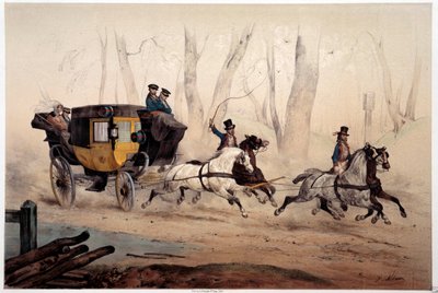 La silla de correos. Impresión de Albert Adam 1870. París, Museo Carnavalet de Albert Adam