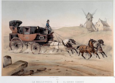 El poste de tronco que merece la ciudad de Saint Etienne. Litografía de Albert Adam, siglo XIX. París, Museo Carnavalet de Albert Adam