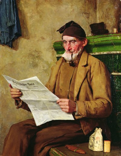 Vieja Feissli leyendo el periódico de Albert Anker