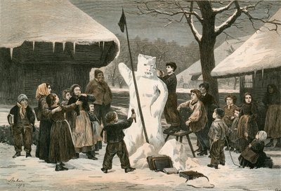 El oso de nieve - Pasatiempo escolar cerca de Berna de Albert Anker