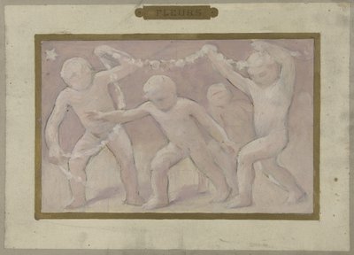 Boceto para la Salle des Fêtes del Hôtel de Ville de París: Fleurs, entre 1889 y 1895 (óleo sobre papel) de Albert Aublet