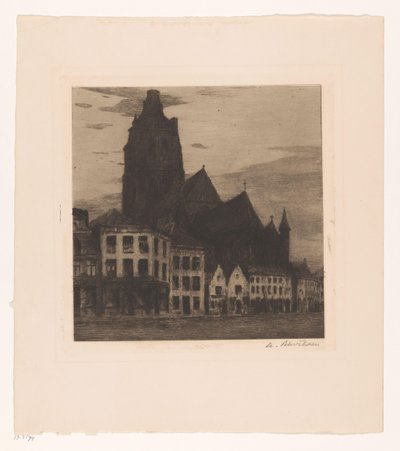 Vista de la Iglesia de Santa Walburga en Oudenaarde de Albert Baertsoen (signed by artist)