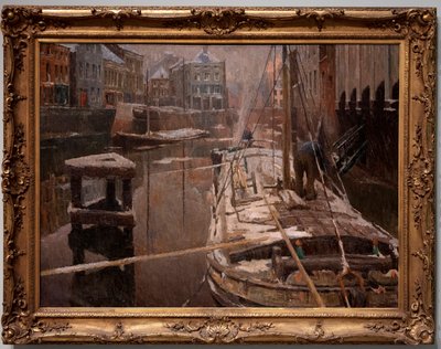 Barcazas en la nieve de Albert Baertsoen
