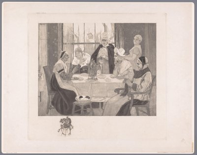 Compañía de mujeres disfrazadas en la mesa
El escándalo de Albert Bertrand (attributed to)