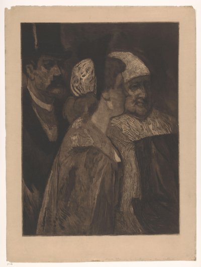 Dos mujeres y un hombre con sombrero de copa Les trois contemporains (título original) de Albert Bertrand
