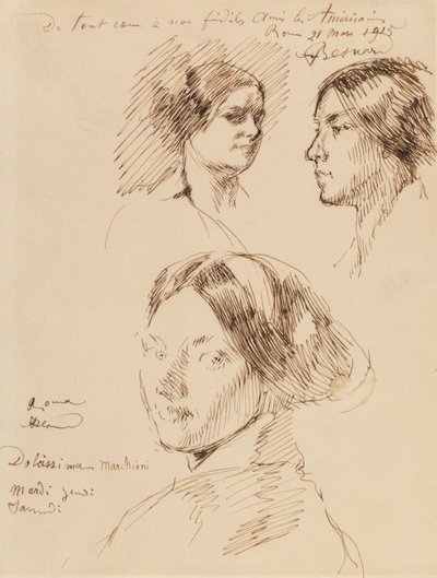 Tres cabezas retrato de mujer de Albert Besnard