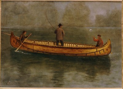 Pescando desde una canoa de Albert Bierstadt