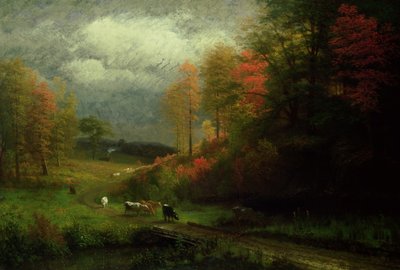 Día lluvioso en otoño, Massachusetts de Albert Bierstadt