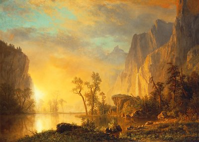 Atardecer en las Rocosas de Albert Bierstadt