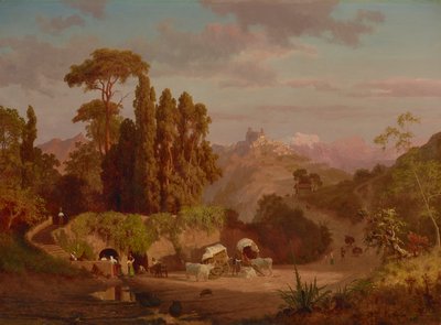 Vista de Subiaco, Italia 1859 (Óleo sobre lienzo) de Albert Bierstadt