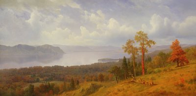 Vista en el Hudson mirando hacia Tappen Zee hacia Hook Mountain, 1866 de Albert Bierstadt