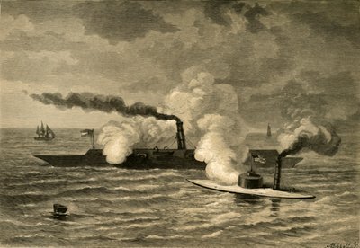 Ataque del Monitor al Merrimack, 1878 de Albert Bobbett