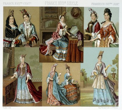 Moda y peluquería en Francia en el siglo XVIII - en “El traje histórico” de Racinet, finales del siglo XIX de Albert Charles August Racinet