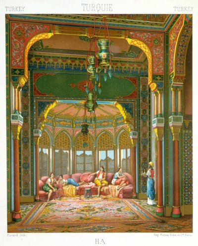 Harén en Turquía - en “Le costume historique” de Racinet de Albert Charles August Racinet