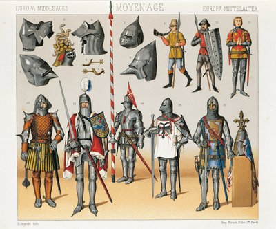 Ilustración del libro de trajes históricos de Auguste Racinet, Volumen IV de Albert Charles August Racinet