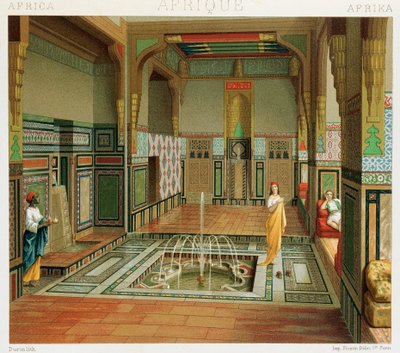 Interior de una casa rica en El Cairo de Albert Charles August Racinet