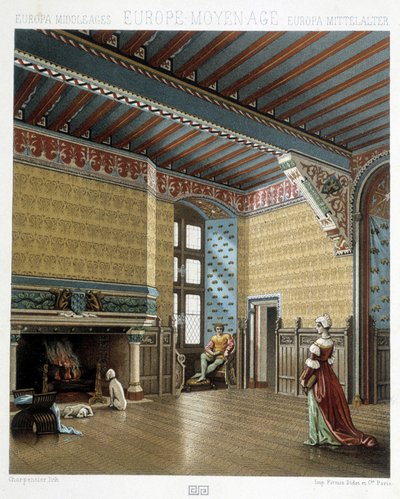 Interior de una residencia señorial en la Edad Media - en 