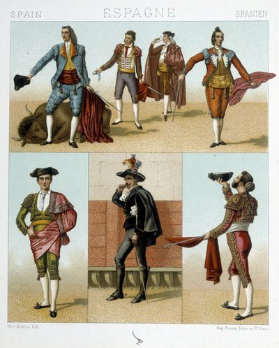 Traje de torero en España - en “El traje antiguo e histórico” de Racinet de Albert Charles August Racinet