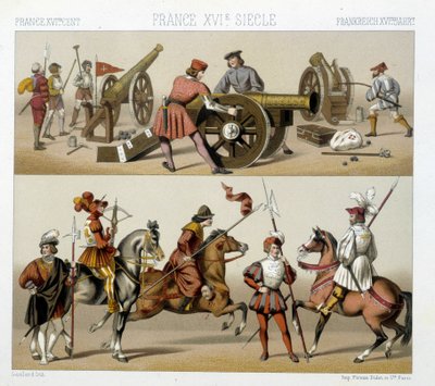 Guerreros en el siglo XVI - en “El traje histórico” de Racinet de Albert Charles August Racinet
