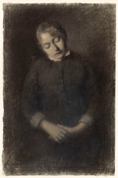 Retrato de la esposa del artista dormida (Marie Guilloux) de Albert Charles Lebourg