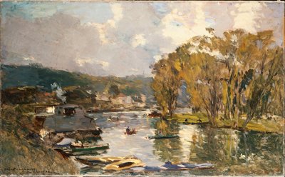 La pequeña rama del río Sena en Bas-Meudon en una tarde de otoño, 1893 de Albert Charles Lebourg